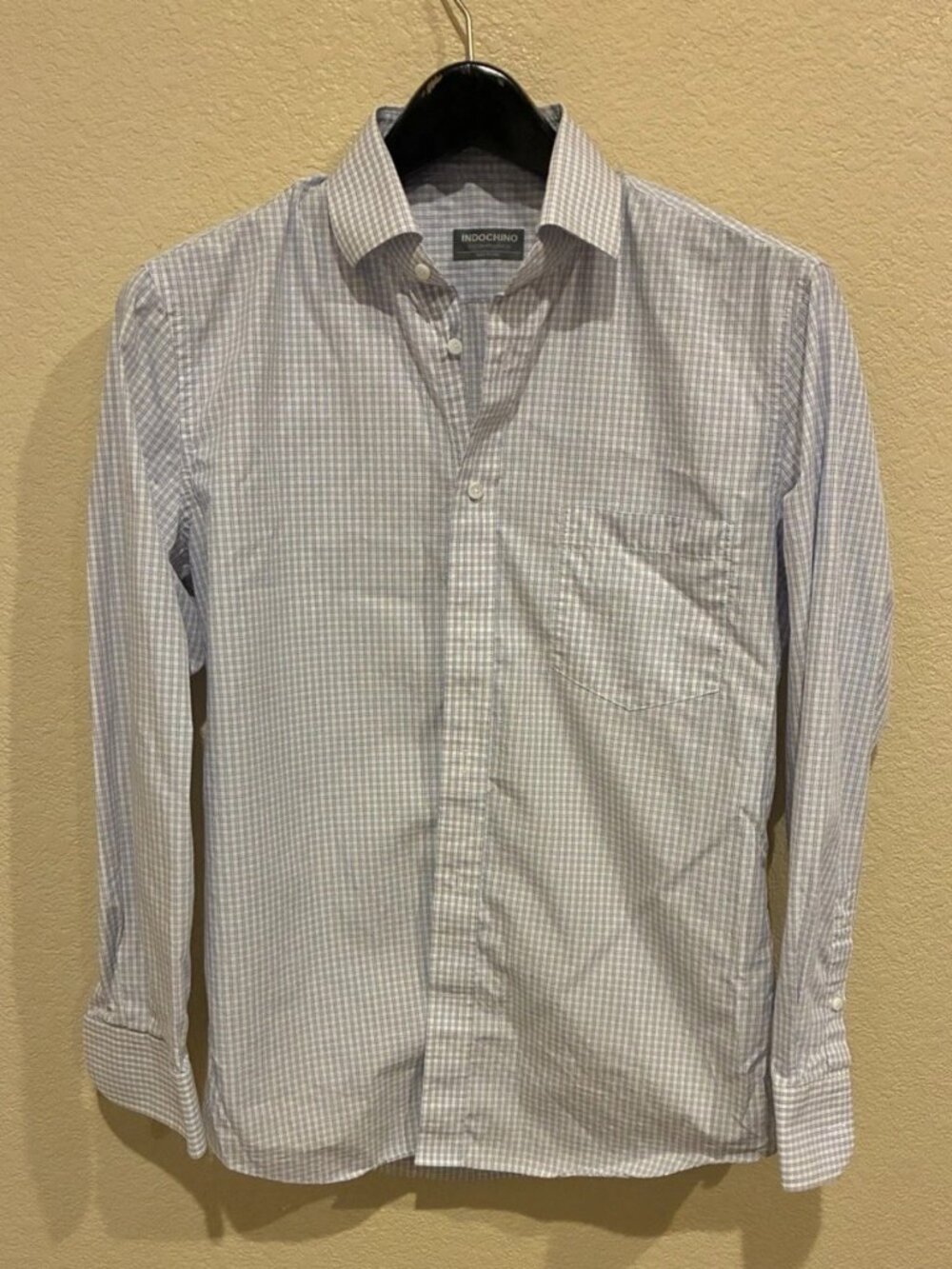 Indochino Blue Plaid Button-Down Shirt - Men's size Medium, 16x34/35